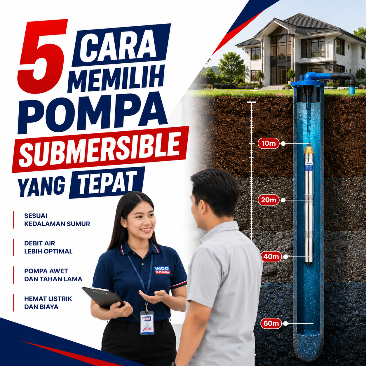 Cara memilih pompa submersible sesuai kedalaman sumur