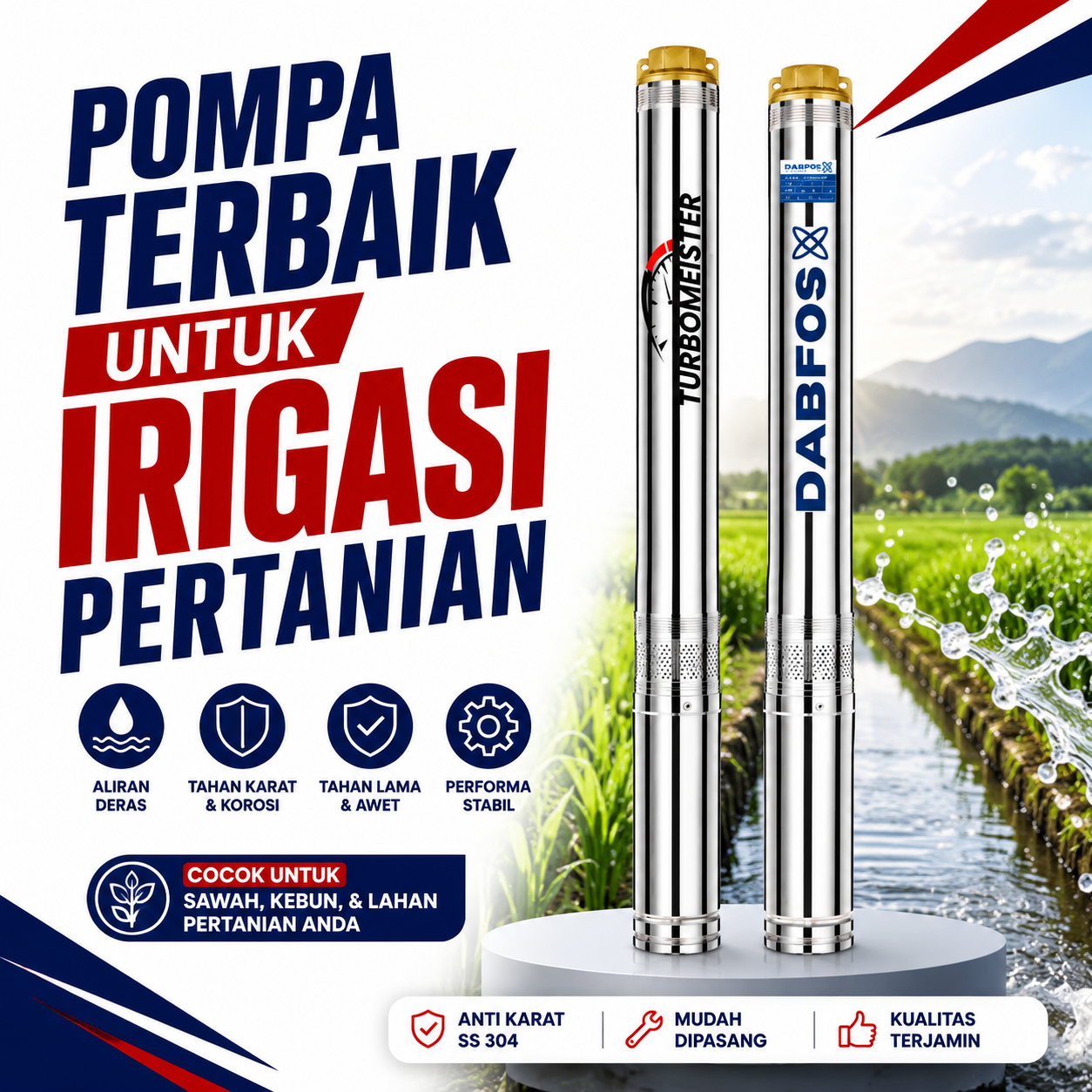 Pompa untuk irigasi pertanian