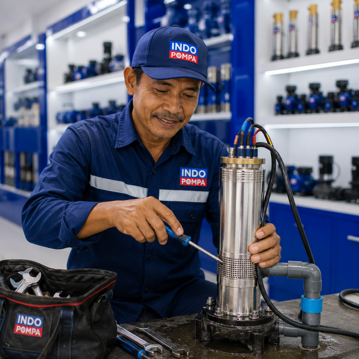 Teknisi INDO POMPA servis pompa di bengkel