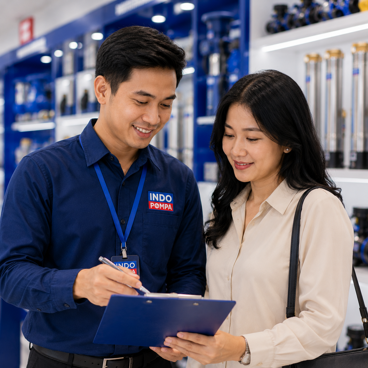 Konsultasi dan survey pompa bersama pelanggan